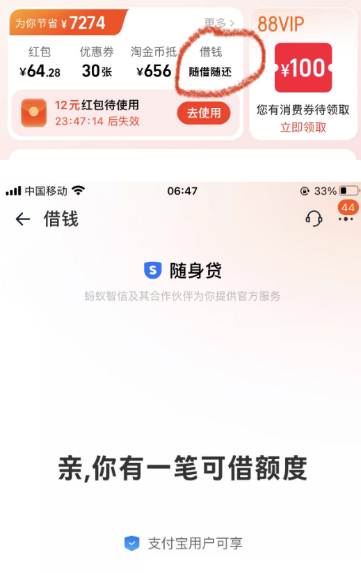 淘宝新入口淘宝借钱，淘宝 “随身贷”成功下款