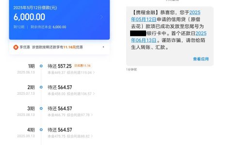 深夜借款遇惊喜：携程金融 6000 额度 3 分钟到账！