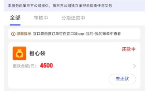 宜口袋橙心贷下款经历：开会员提额至 4500 元，十分钟到账
