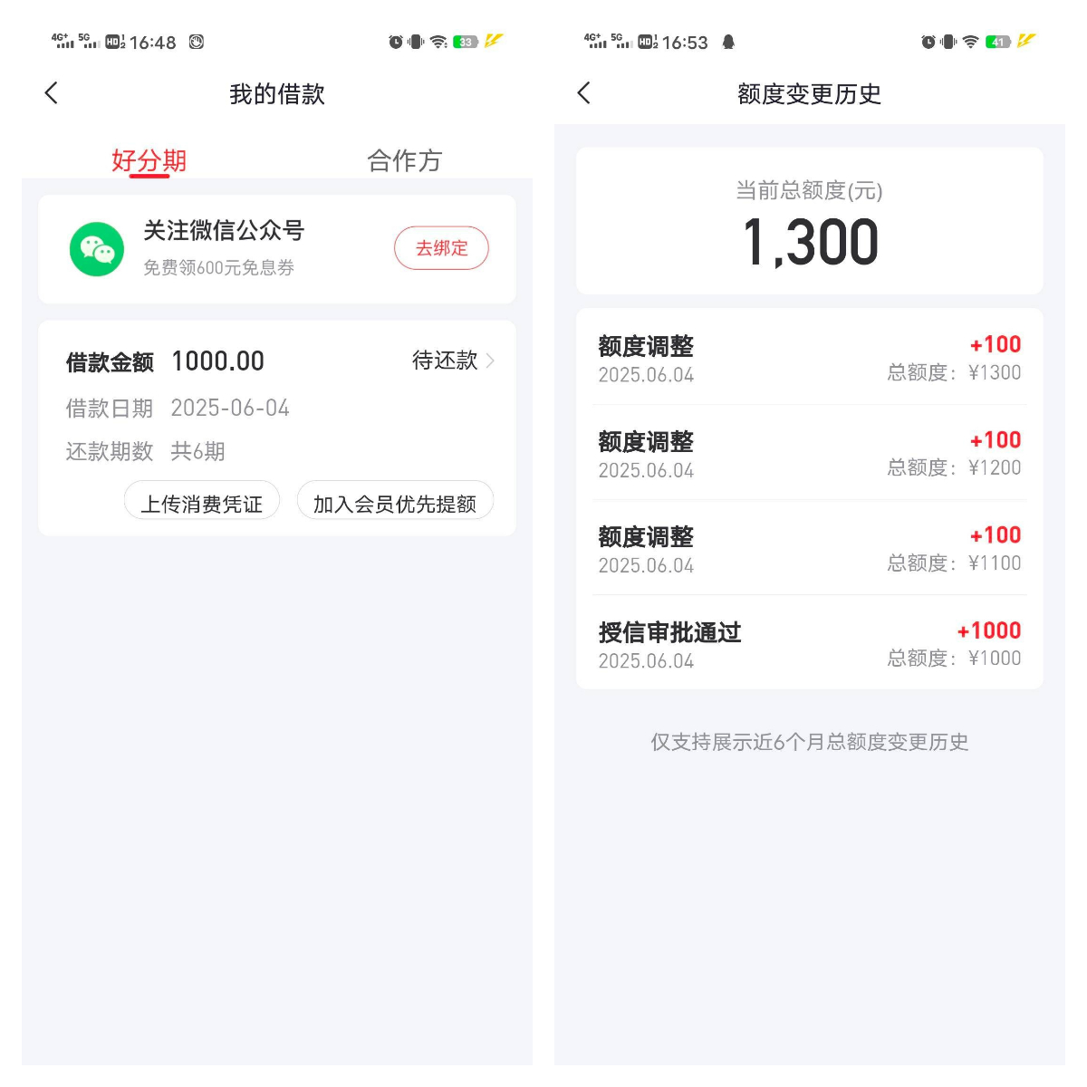 好分期注销再注册下款经历分享，额度 1000 元到账