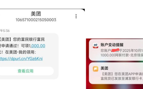 美团生活费匹配富民贷下款一千，给征信大花用户的一点参考