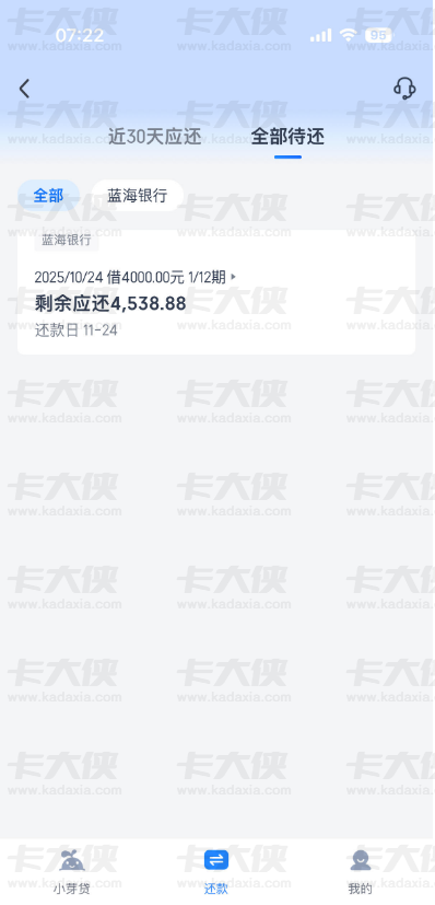 爱奇艺小芽贷成功下款 4000 元，蓝海银行资方助力资金周转