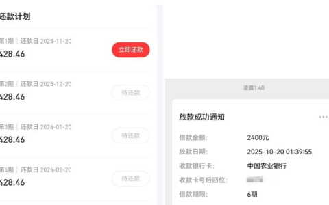 好分期获批 2400 元额度仅可选 3 或 6 期，昨晚申请今日半夜放款到账