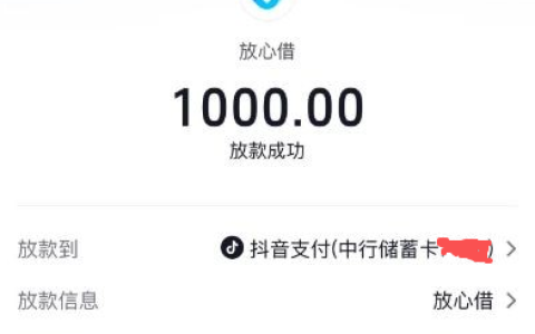 抖音月付放心借申请 1000 元额度成功到账，多小号申请无果换号终获批