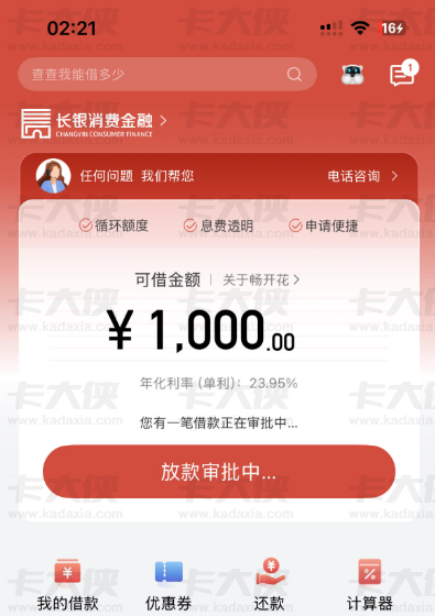 长银消费金融畅开花下款 1000，不同用户申请结果差异明显