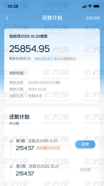 拍拍贷本体放款真稳！晚上申请凌晨到账 2 万多，12 期还款还能享优惠