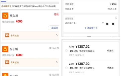 橙心贷从无额度到下款 4000！连续秒拒后逆袭，还款细节别忽略