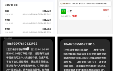 三无人员 + 近期查询多也能下款？宜口袋 + 七宜各 1000 元双下款，中信消费金融资方上征信实测