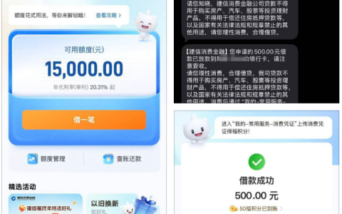 建信消费金融 15000 额度秒批！逾期 5 年征信也能下款实测分享