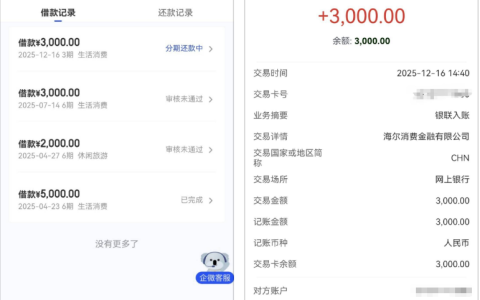 宜口贷三次申请下款 3000 元实测！海尔消费金融资方，还清 5000 元后拒贷终获批