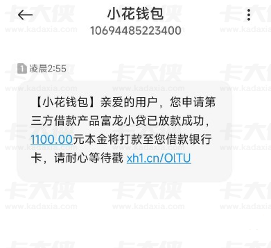 富龙小贷 小花钱包匹配能下款吗？实测 1100 元应急成功，无复杂流程超省心