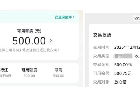 抖音放心借 500 额度能下款吗？开关多次实测秒到账，小额度应急超实用