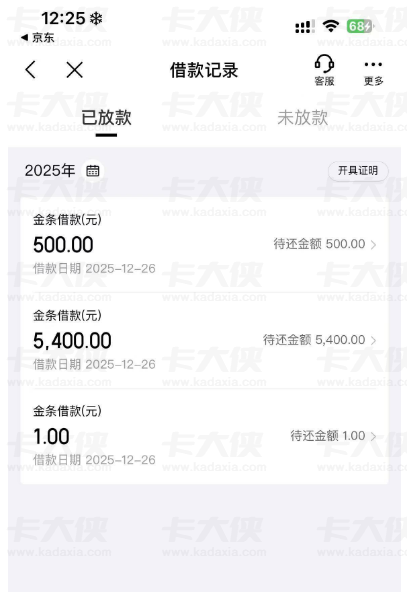 京东金条弹出开通通知出额 6000 元 借 1 元后秒下款 上海信托资方真实案例