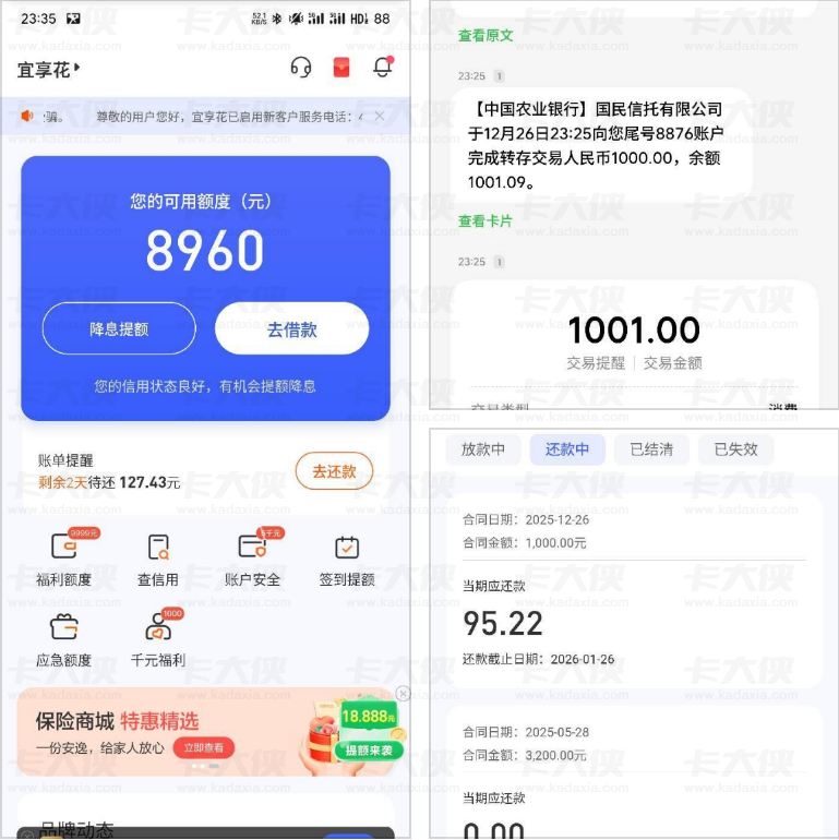 宜享花 T 路半年后下款 1000 元 还款后额度不可用仍成功借款真实案例