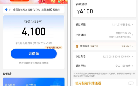 易花花首次出额 4100 元 需开会员享极速审批 无锡锡商银行放款实测