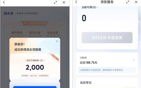 滴水贷首次出额 2000 元成功下款 循环额度随借随还 西岸小贷提供服务
