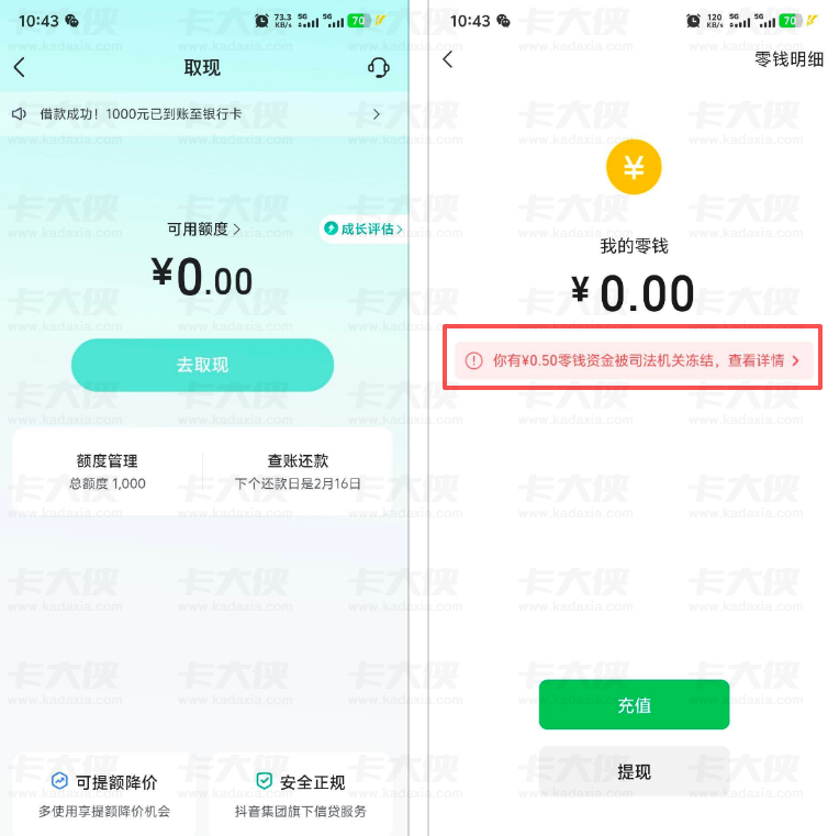 微信被执保仍顺利下款 放心借 1000 元到账 抖音旗下信贷服务申请体验