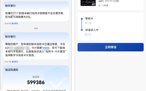 恒丰银行车主信用卡申请成功案例：无逾期征信下 1 万额度，与旧卡额度不共享