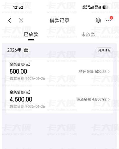 京东金条 5000 元借款分 6 期被拒 换 12 期后两资方分别放款 4500 元和 500 元 网友分享申请细节