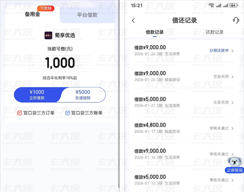 宜口袋本体获批 9000 元借款 葡享卡 8 笔可续推 逾期征信更新后借款成功经验参考
