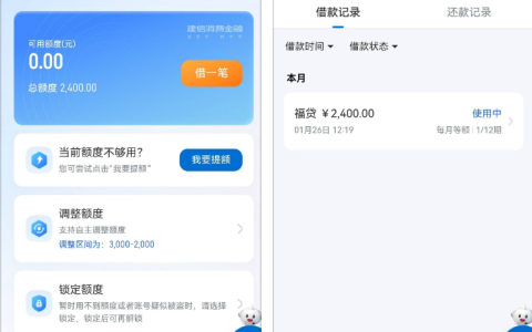 建行福袋（建信消费金融）下款实例：2400元额度12期还款 征信与申请频率成用户关注重点