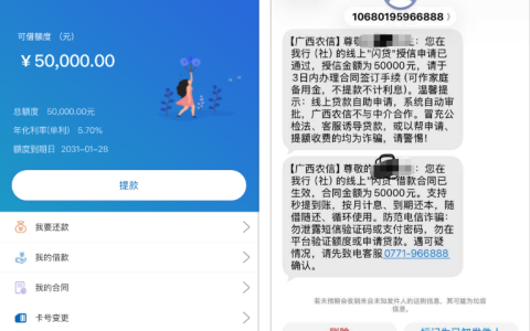 广西农信线上闪贷获批 50000 元 年化 5.7% 随借随还 征信新政策助力用户借款成功