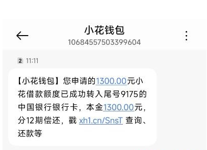 小花钱包复借实测：还款日申请成功下款 1300 元，12 期还款，近期放款通过率有提升
