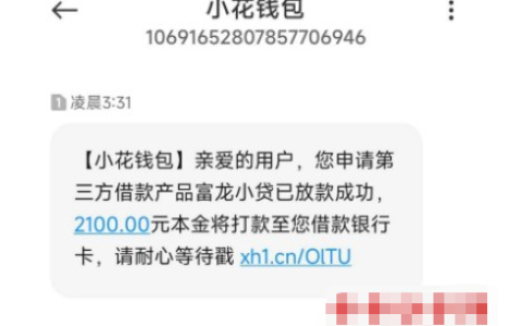 小花钱包富龙小贷放款 2100 元，小额额度下款成功，网友分享申请体验