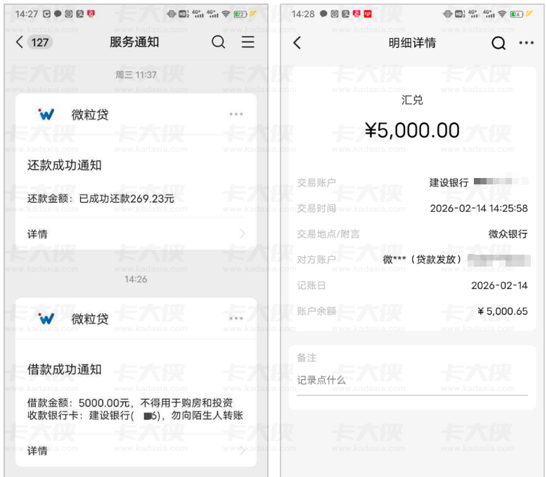 微粒贷实测 5000 元秒借秒到账；每月逾期数日仍可放款，网友分享多元使用体验