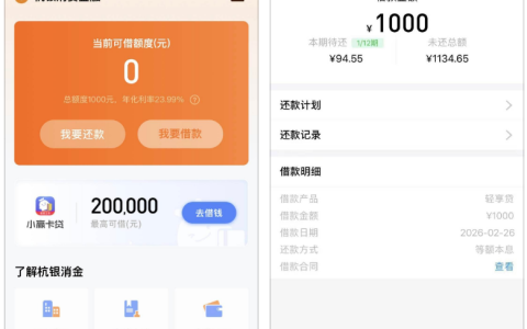 杭银消费金融轻享贷下款 1000 元，12 期还款年化 23.99%，有额度申请更易通过！