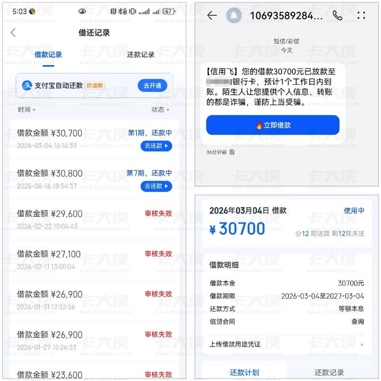 信用飞申请下款 30700 元仅十分钟：无逾期征信也能批，12 期还款规则全解析