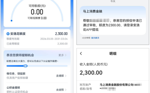 安逸花获批 2300 元额度秒到账：资金周转遇困时尝试，放款速度超预期