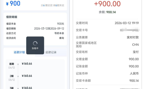 信用飞开通提升额度卡下款 900 元，分 6 期还款解小额应急需求
