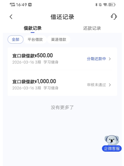 宜口袋有呆账能下款吗？多年未下款实测 500 元成功到账