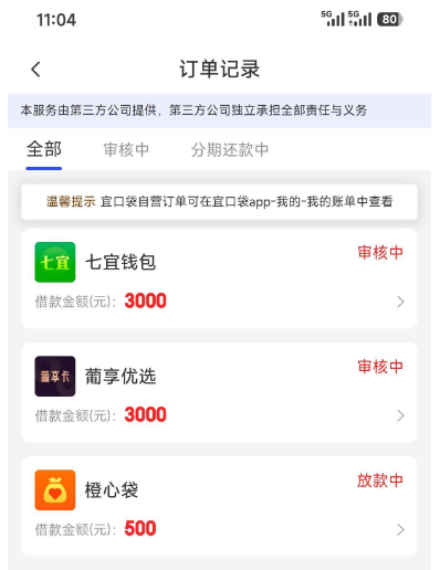 宜口袋七宜葡享各 3000 审核中能下款平账吗？放款还款须知