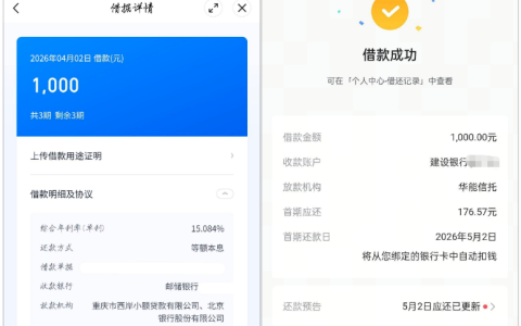 微信滴滴出行滴水贷 1000 额度顺利下款，3 分钟完成放款，征信花无逾期也能通过审核