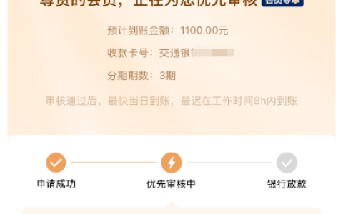 信用飞完善资料提额至 1100 元，开通会员夜间申请秒到账，征信花也能顺利获批