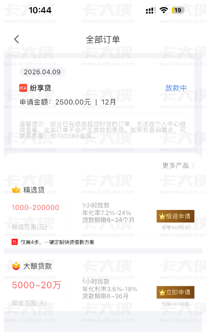融 360 纷享贷申请 2500 元未开通会员，放款中近两天无进展，这类订单是否还有下款可能
