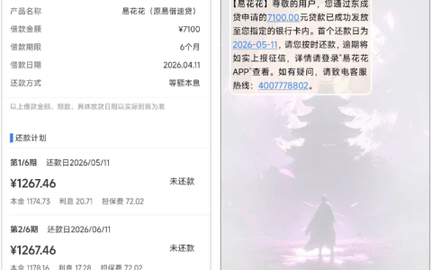 东成贷匹配易花花成功下款 7100 元，信用卡逾期半年也能过审，高额度放款更稳定
