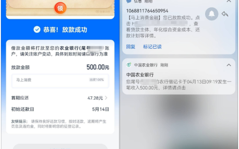 安逸花注销后重新申请成功放款，支付宝认证跳转浏览器操作，500 元资金秒速到账