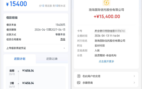 信用飞获批 15400 元大额额度，渤海国际信托资方放款，多平台同步放款缓解资金压力