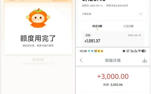 好运柿昨日申请今日到账 3000 元，橙心贷多次申请失败也不影响，持牌通道资金稳
