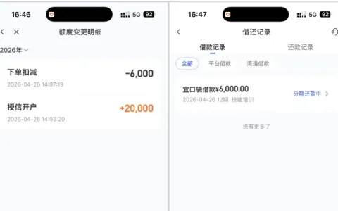 宜口袋注销后遇注册限制，通过专属渠道重新办理，成功下款 6000 元，资方为湖北消费金融