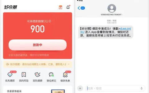 好分期深夜成功下款 900 元，被 T 路一年后重新注册秒批，小额额度放款更顺畅