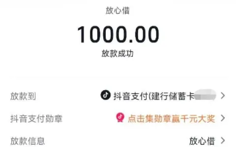 放心借重新完成身份证认证可提升额度，1000 元借款额度秒批到账，抖音旗下信贷服务实操分享