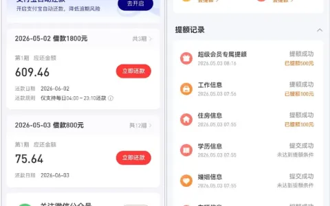 好分期完善个人资料 + 开通先用后付季卡成功提额 800 元，小额借款申请秒速到账分享