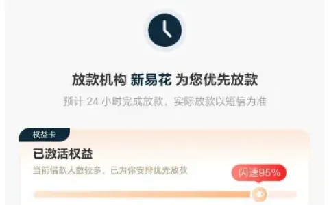 好分期智借显示优先放款提示，新易花出资通道存疑，借款放款真实性需谨慎辨别