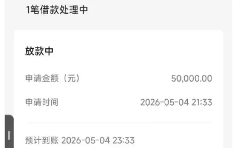 美团生活费申请 50000 元进入放款中，审核放款速度快，大额借款审批状态判断实操分享
