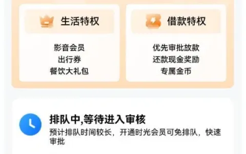 时光分期申请 500 元借款进入排队审核，不开会员可正常等待，开通仅能加快审批速度
