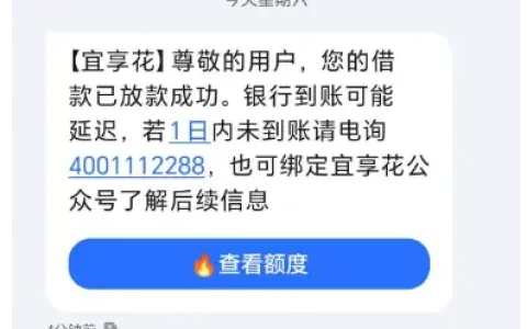 宜享花成功下款 1000 元，资方为北银消费金融，有逾期记录也可正常尝试申请
